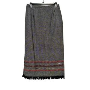 Vtg Nouveaux Eclectic Boho Wool Blend Maxi Skirt Womens Size 10P Folkcore Earthy